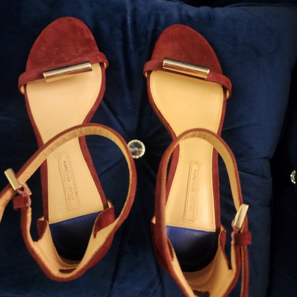 Stuart Weitzman Shoes - NWT Stuart Weitzman Nudist 75 Cylinder Sandal - Burgundy Suede Size US 10 M